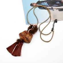 Long stylish jewelry with tassel and wool for women fashion necklace pendant